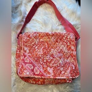 Vera Bradley Retired "Sherbet" Laptop Messenger Bag – Adjustable Strap & Pockets